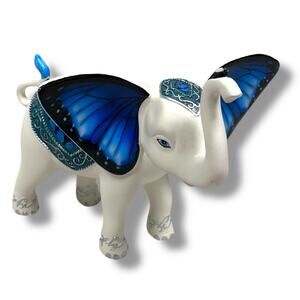 Hamilton Collection Blue Majesty Elephant Figurine 5.5" Butterfly Wing Ears READ